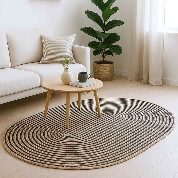 vidaXL Rug Natural and Black 100 x 152 cm Jute