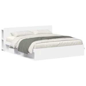 vidaXL Bed Frame with Storage White 180 x 200 cm Engineered Wood