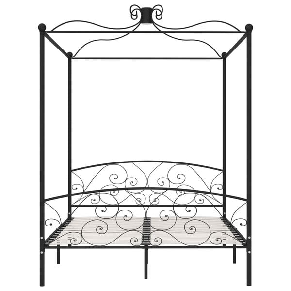 vidaXL Canopy Bed Frame without Mattress Black Metal 160x200 cm