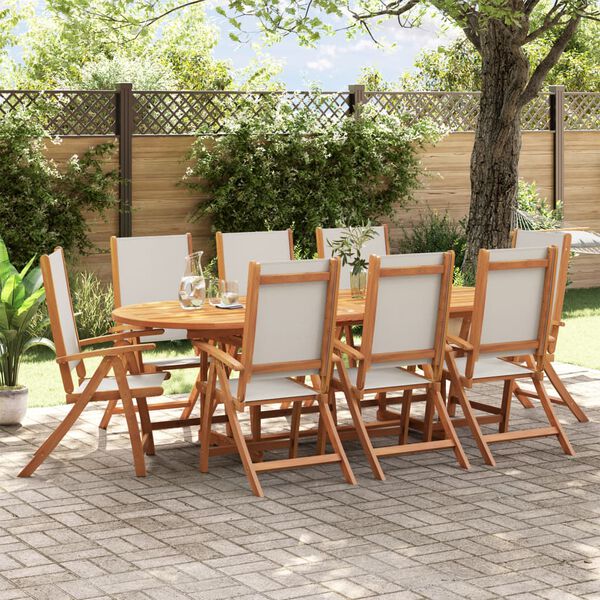 vidaXL Folding Garden Chairs 8 pcs Solid Wood Acacia and Textilene