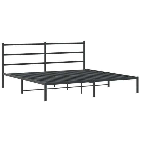 vidaXL Metal Bed Frame without Mattress with Headboard Black 183x213cm