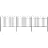 vidaXL Garden Fence with Hoop Top Steel 537x120 cm Black