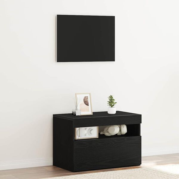 vidaXL Bedside Cabinet Black Oak 60 x 35 x 40 cm Engineered Wood
