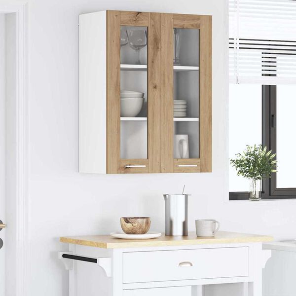 vidaXL Hanging Cabinet with Storage Riga Artisan Oak 60 x 31 x 80 cm