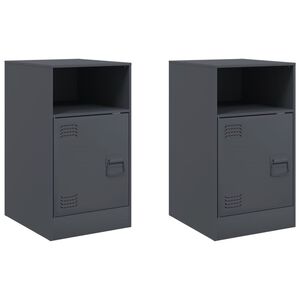 vidaXL Bedside Cabinets 2pcs Anthracite 34.5x39x62 cm Steel