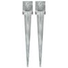vidaXL Ground Spikes 2 pcs Silver 14x14x91 cm Galvanised Steel