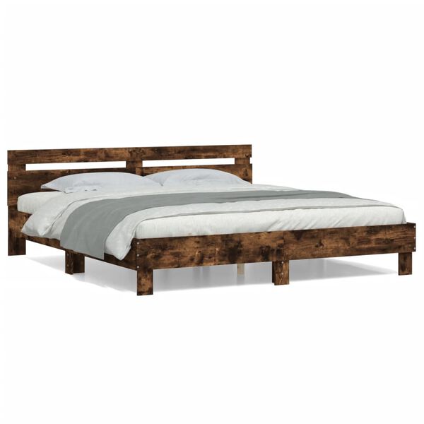 vidaXL Bed Frame without Mattress Smoked Oak 200x200 cm