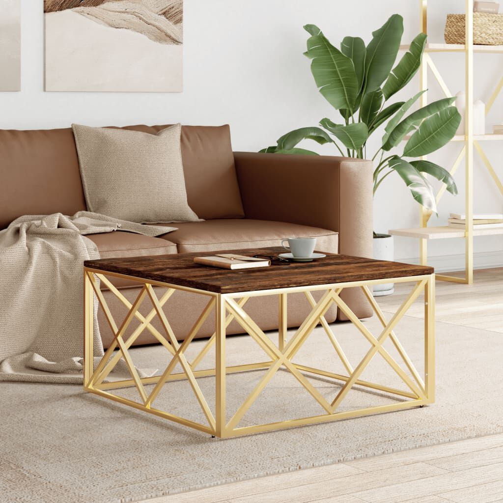 Wood and gold coffee table discount