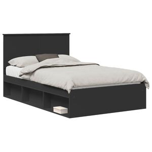 vidaXL Bed Frame with Headboard Black 120 x 200 cm Solid Pine Wood