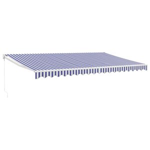 vidaXL Retractable Awning Blue and White 5x3 m Fabric and Aluminium