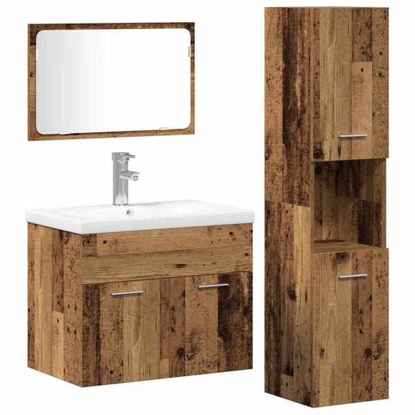 vidaXL Bathroom Furniture Set with Shelf 4 pcs Brown Engineered Wood
