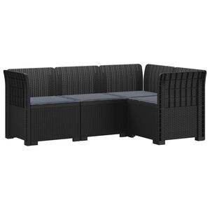 vidaXL 4-Seater Garden Sofa with Cushions Rattan Look PP Anthracite