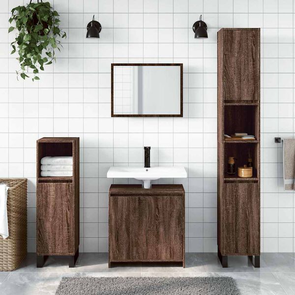 vidaXL 2 Piece Bathroom Furniture Set Brown Oak Engineered Wood