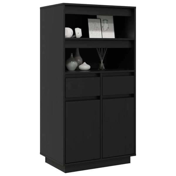 vidaXL Highboard Black 60x40x116.5 cm Solid Wood Pine
