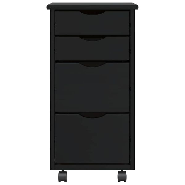 vidaXL Rolling Cabinet with Drawers MOSS Black Solid Wood Pine