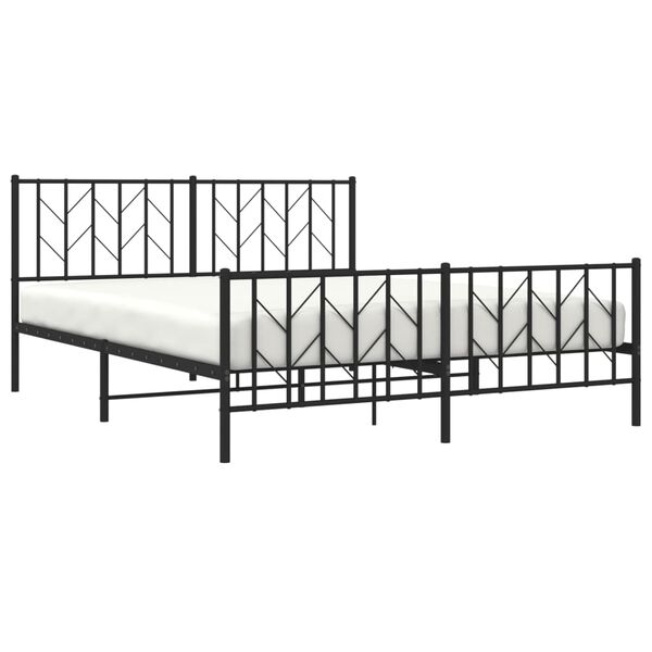 vidaXL Metal Bed Frame without Mattress with Footboard Black 160x200cm