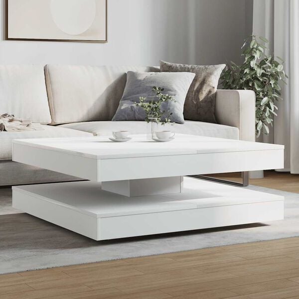 vidaXL Coffee Table 360-Degree Rotatable White 90x90x34.5 cm