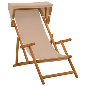 vidaXL Deck Chair 3 Position Solid Eucalyptus Wood Taupe