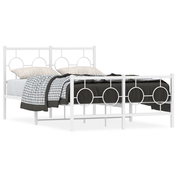 vidaXL Metal Bed Frame without Mattress with Footboard White 120x200cm