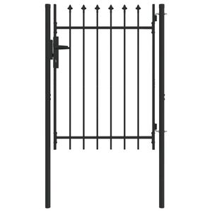 vidaXL Fence Gate Single Door with Spike Top Steel 1x1.2 m Black