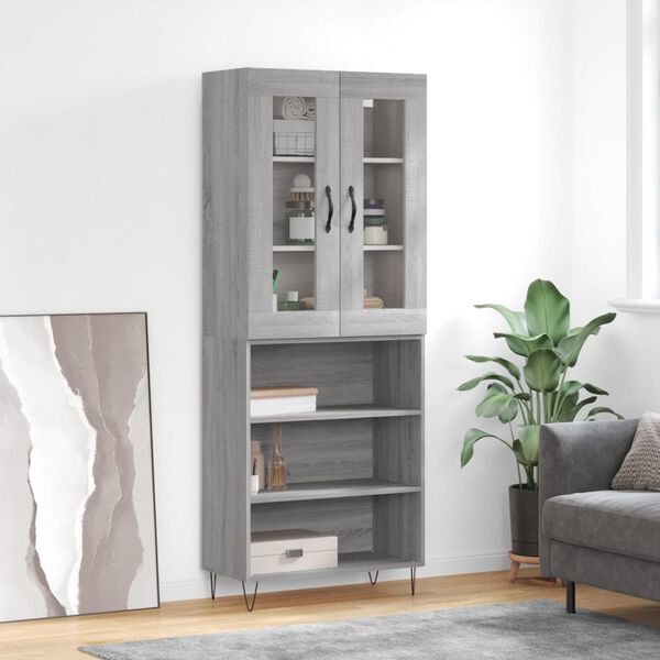 vidaXL Highboard Grey Sonoma 69.5x34x180 cm Engineered Wood