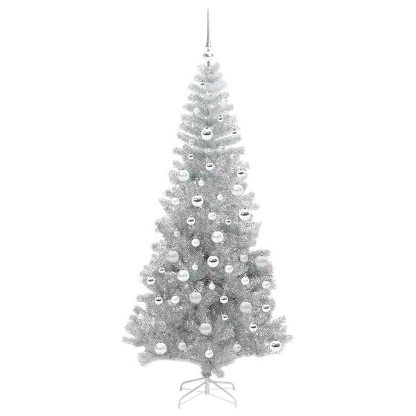 vidaXL Christmas Tree with 300 LEDs with Stand Silver 180 cm PET