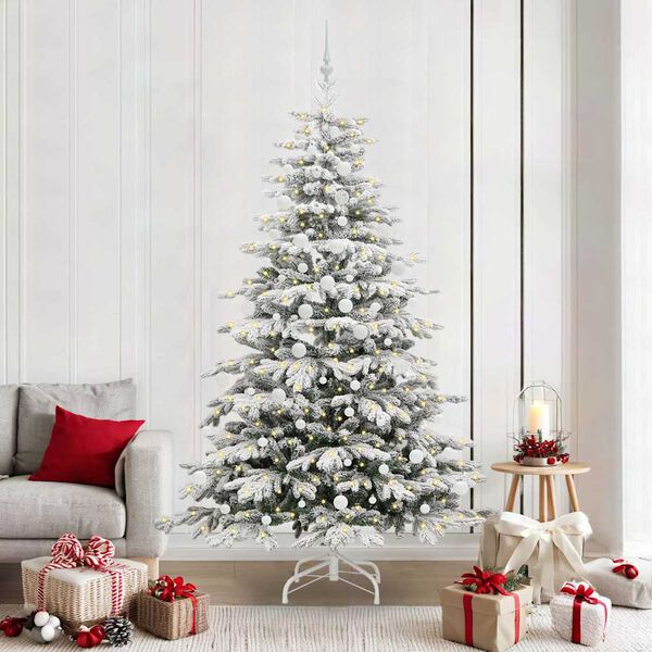 vidaXL Artificial Hinged Christmas Tree White 210 cm PE and PVC