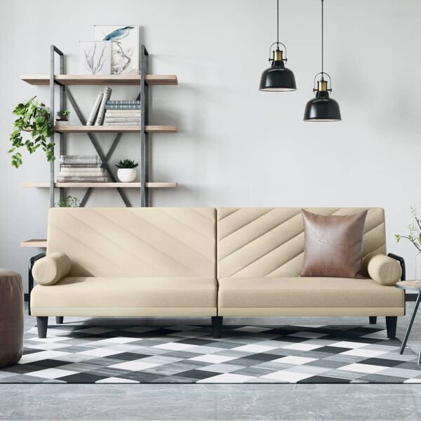vidaXL Sofa Bed with Armrests Cream Fabric