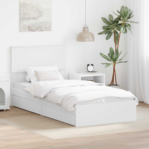 vidaXL Storage Bed with Headboard White 90 x 200 cm Engineered Wood