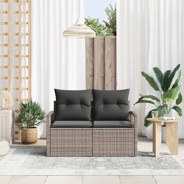 vidaXL Garden Sofa with Cushion 120 x 62 x 69 cm Poly Rattan