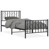vidaXL Metal Bed Frame without Mattress with Footboard Black 90x200cm