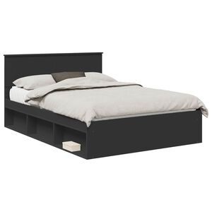 vidaXL Bed Frame with Headboard Black 160 x 200 cm Engineered wood