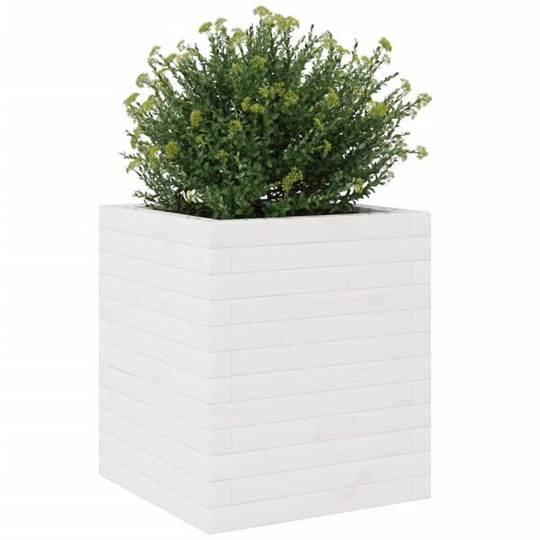 vidaXL Garden Planter White 40x40x46 cm Solid Wood Pine