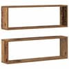 vidaXL Wall Shelf 2 pcs Old wood 80 x 15 x 26 cm Engineered wood
