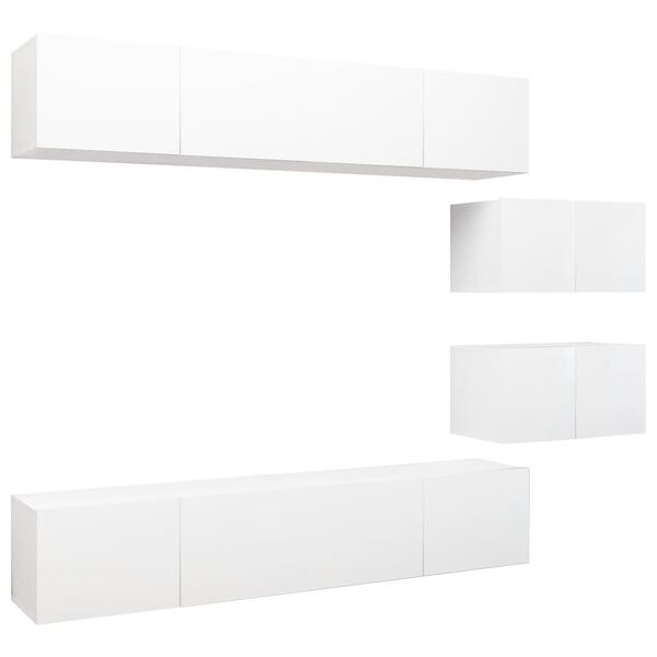 vidaXL 6 Piece TV Cabinet Set White Engineered Wood