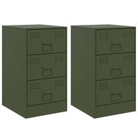 vidaXL Bedside Cabinets 2 pcs Olive Green 34.5x39x62 cm Steel