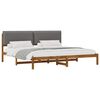 vidaXL Bed Frame with Upholstered Headboard Natural and Light Grey