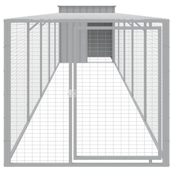 vidaXL Chicken Cage with Run Light Grey 110x609x110 cm Galvanised Steel
