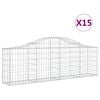 vidaXL Arched Gabion Baskets 15 pcs 200x30x60/80 cm Galvanised Iron