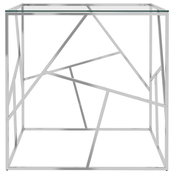vidaXL Coffee Table Silver 55x55x55 cm Stainless Steel and Glass