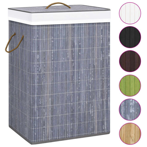 vidaXL Bamboo Laundry Basket Grey