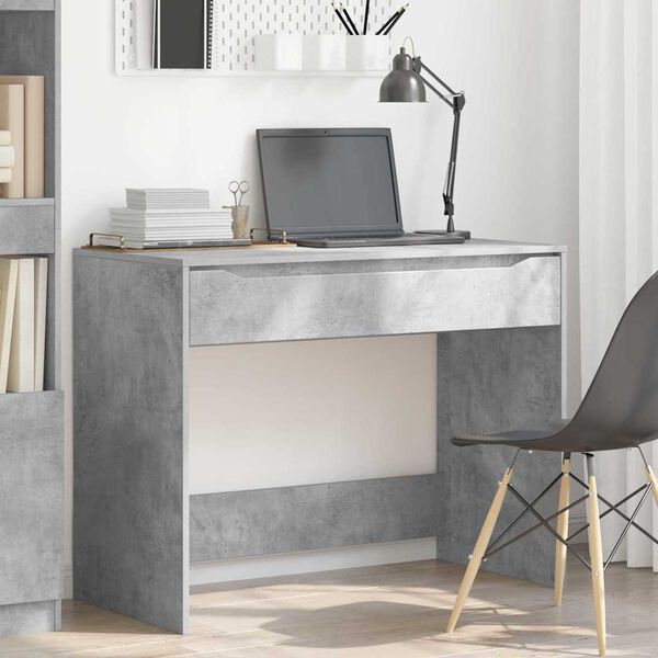 vidaXL Desk with Drawer Concrete Grey 100 x 50 x 78 cm Engineered Wood