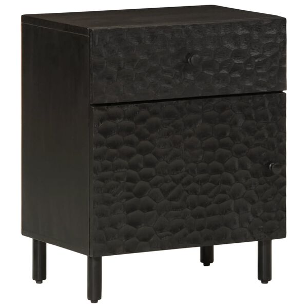 vidaXL Bedside Cabinet Black 50x33x60 cm Solid Wood Mango