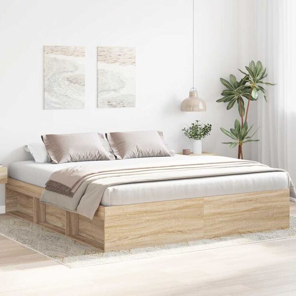vidaXL Bed Frame without Mattress Sonoma Oak 200x200 cm