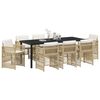 vidaXL Garden Dining Set 9 pcs Beige Powder-Coated Steel