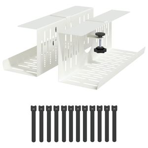 vidaXL Under Desk Cable Management Tray 2 pcs White 35 x 12 x 13 cm