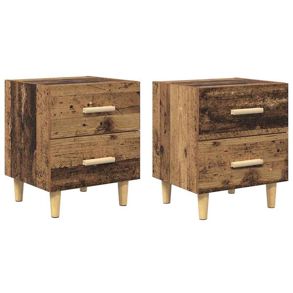 vidaXL Bed Cabinet 2 pcs Old Wood 40 x 35 x 47.5cm Engineered Wood