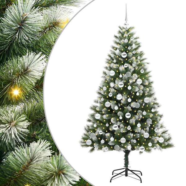 vidaXL Artificial Hinged Christmas Tree with Flocked Snow 180 cm