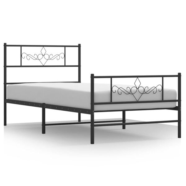 vidaXL Metal Bed Frame without Mattress with Footboard Black 90x200cm