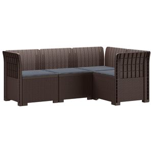vidaXL 4-Seater Garden Sofa with Cushions Rattan Look PP Brown